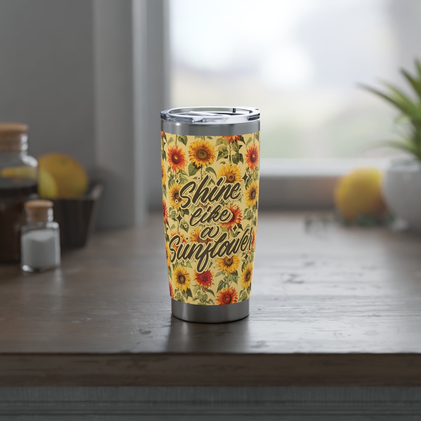 Shine Like a Sunflower 20 oz Floral Stainless Steel Tumbler