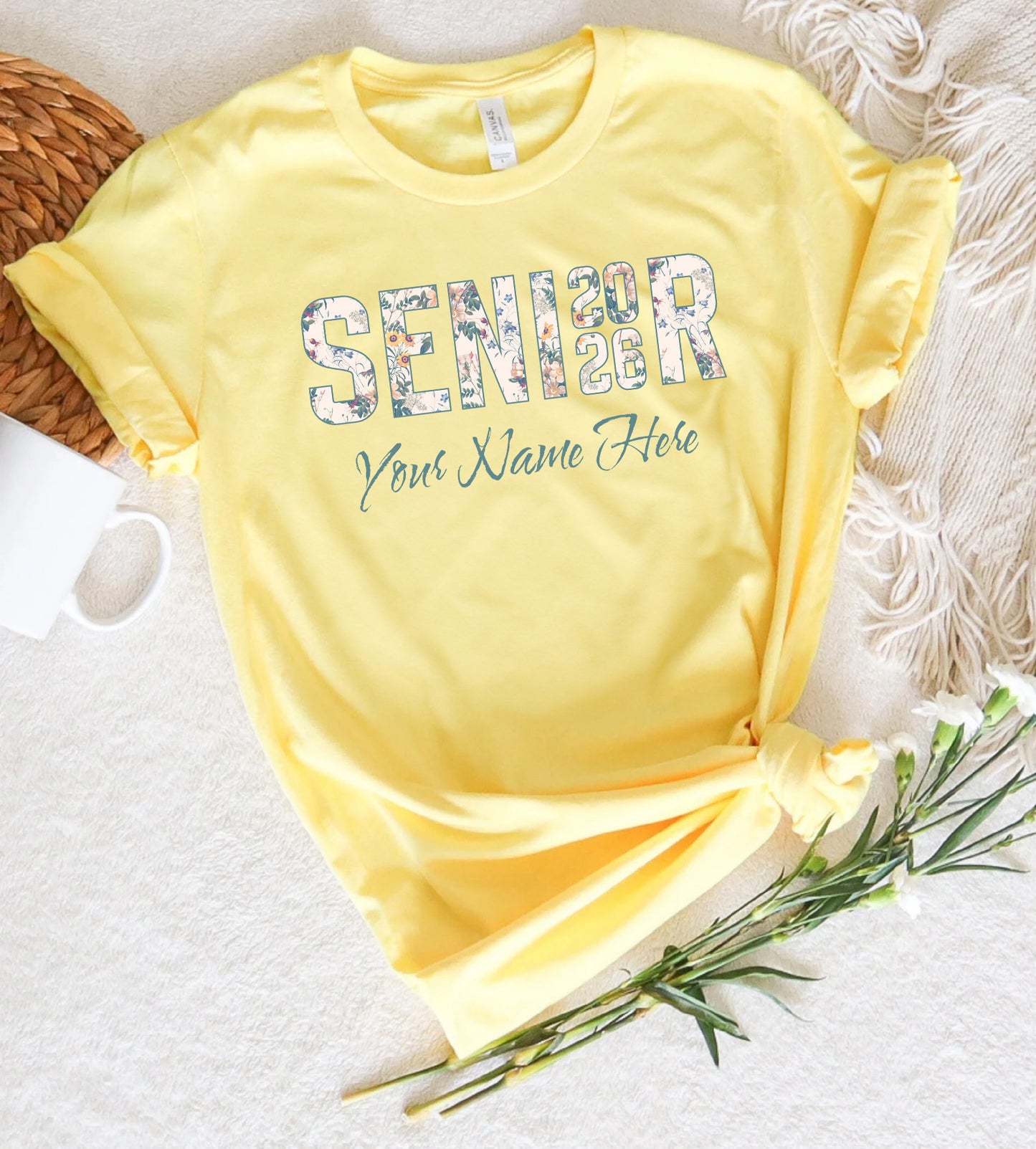 Senior 2026 Floral T-Shirt | Customizable Graduation Tee