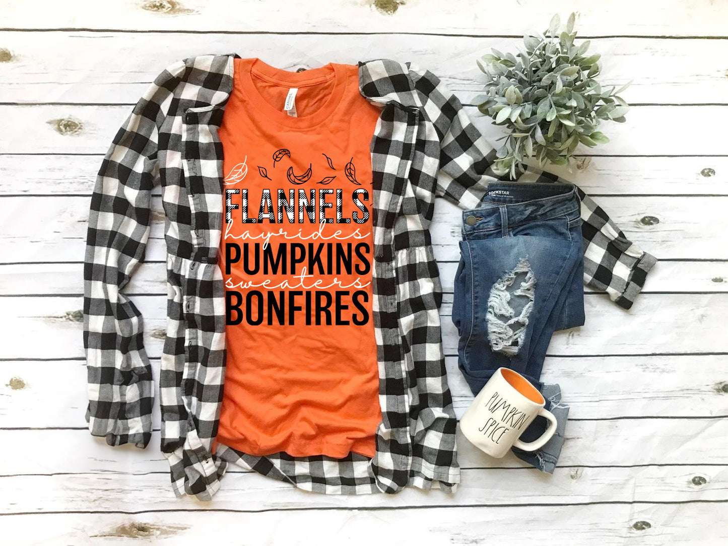 Fall Vibes Graphic Tee | Flannels, Pumpkins & Bonfires