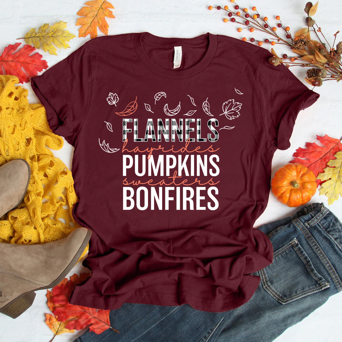 Fall Vibes Graphic Tee | Flannels, Pumpkins & Bonfires