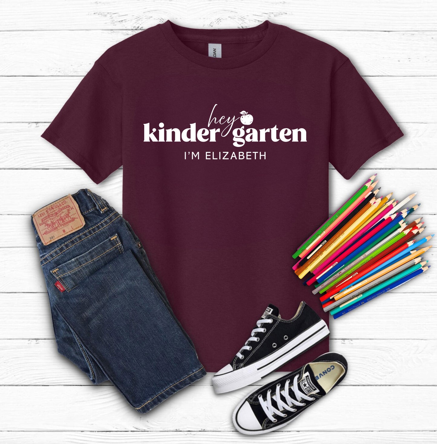 Hey Kindergarten Personalized Kids Back to School Shirt