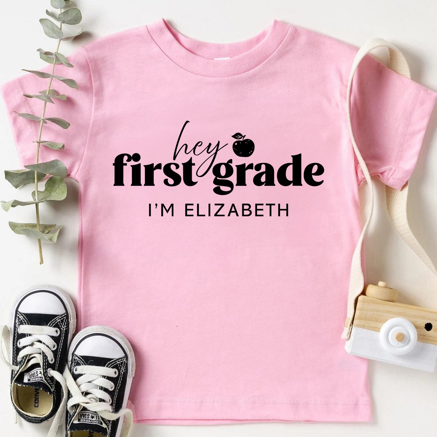 Hey First Grade Personalized Kids Back to School Shirt