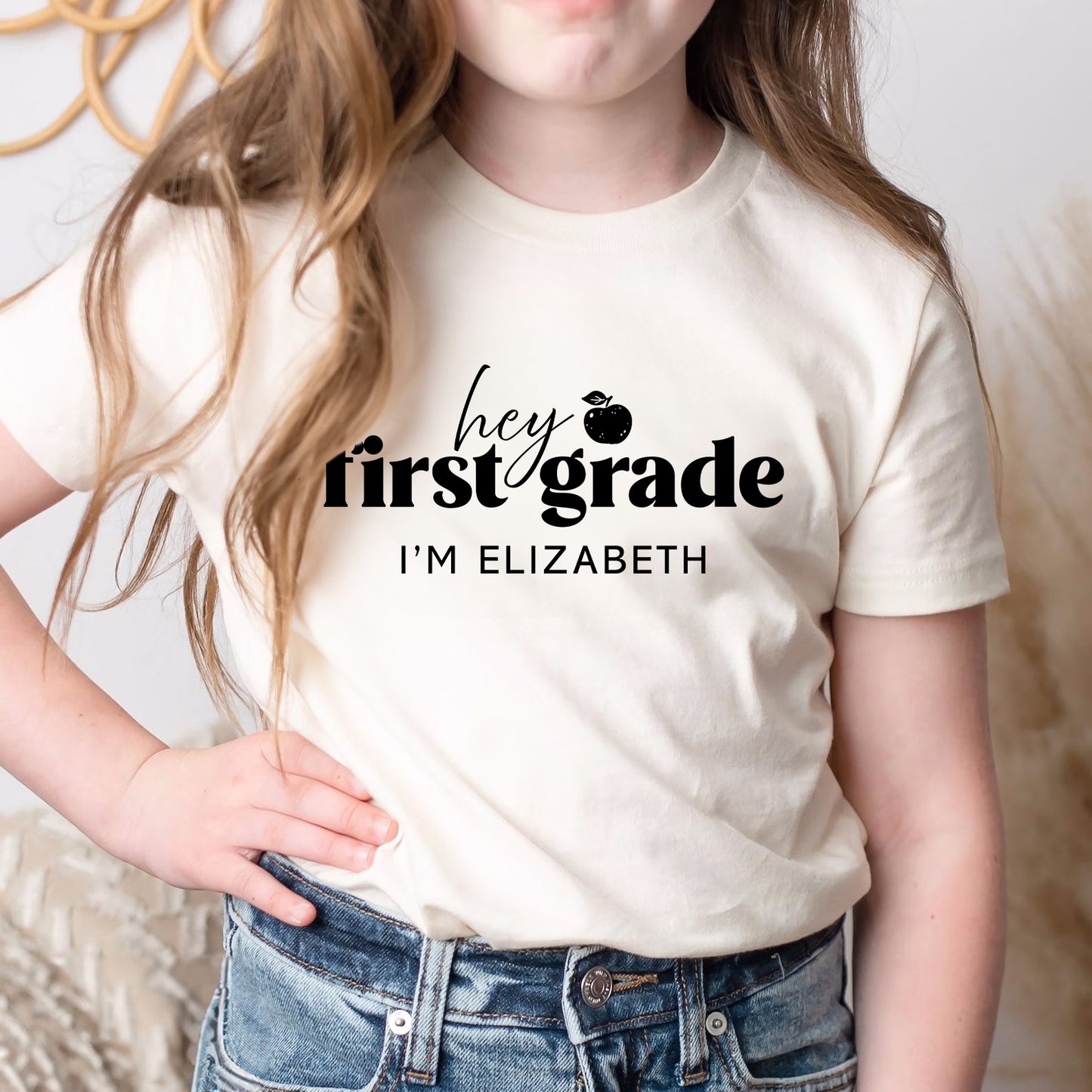Hey First Grade Personalized Kids Back to School Shirt