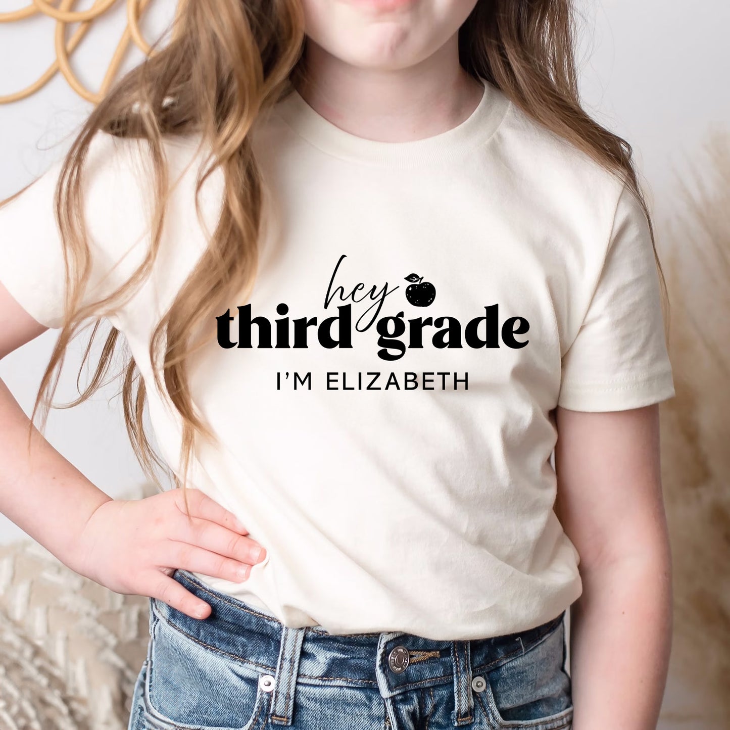 Hey Third Grade Personalized Kids Back to School Shirt