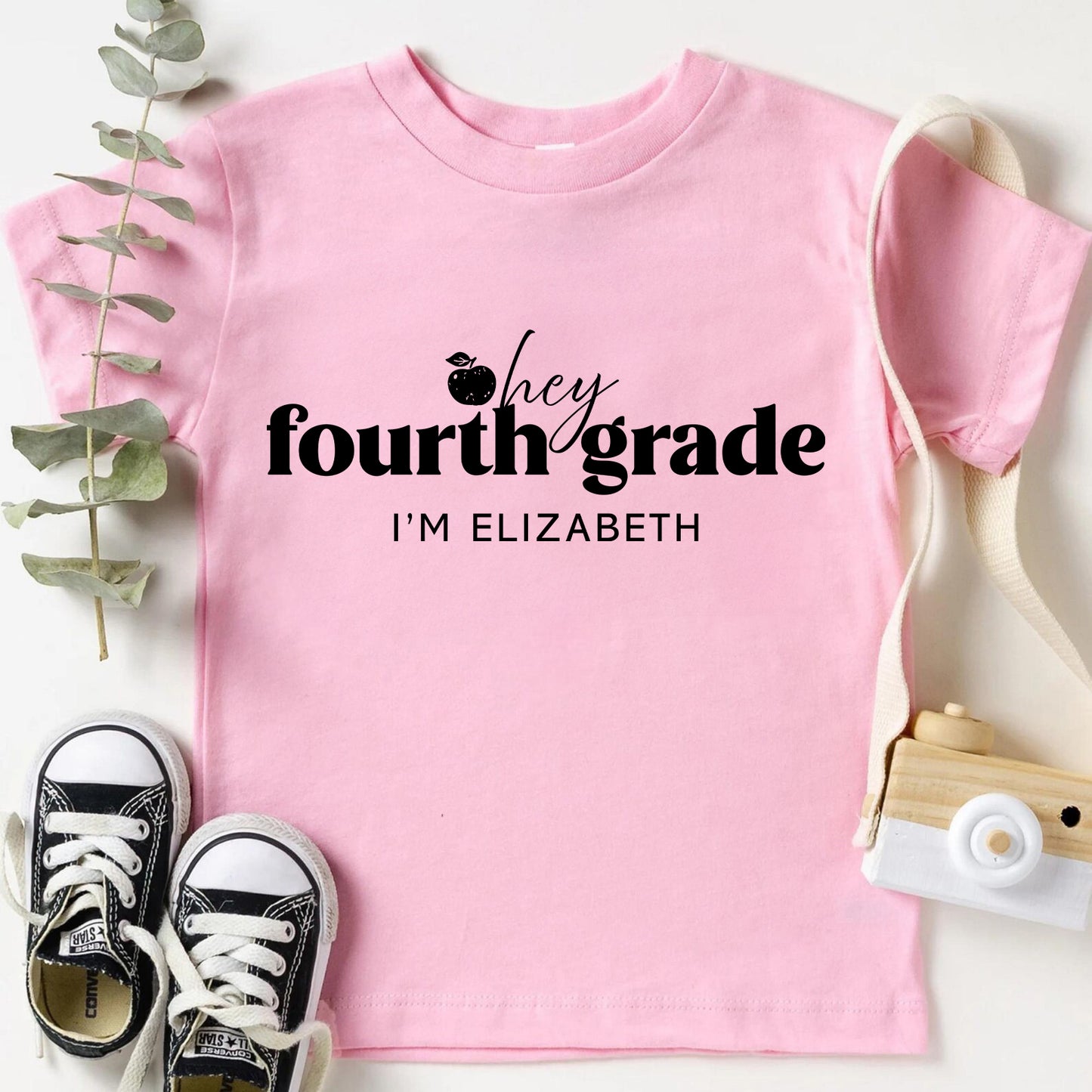 Hey Fourth Grade Personalized Kids Back to School Shirt