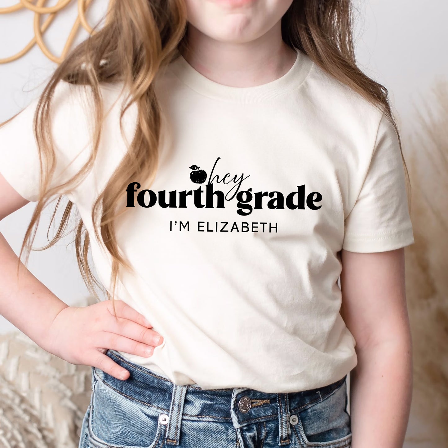 Hey Fourth Grade Personalized Kids Back to School Shirt