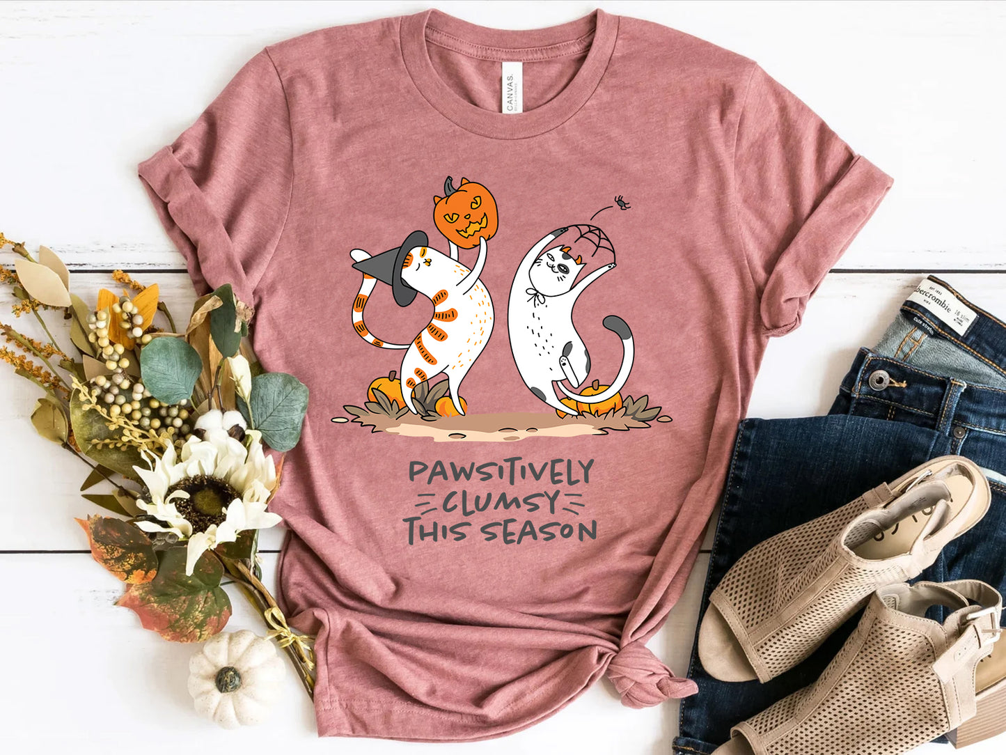 Pawsitively Clumsy This Season – Funny Fall Cat Shirt