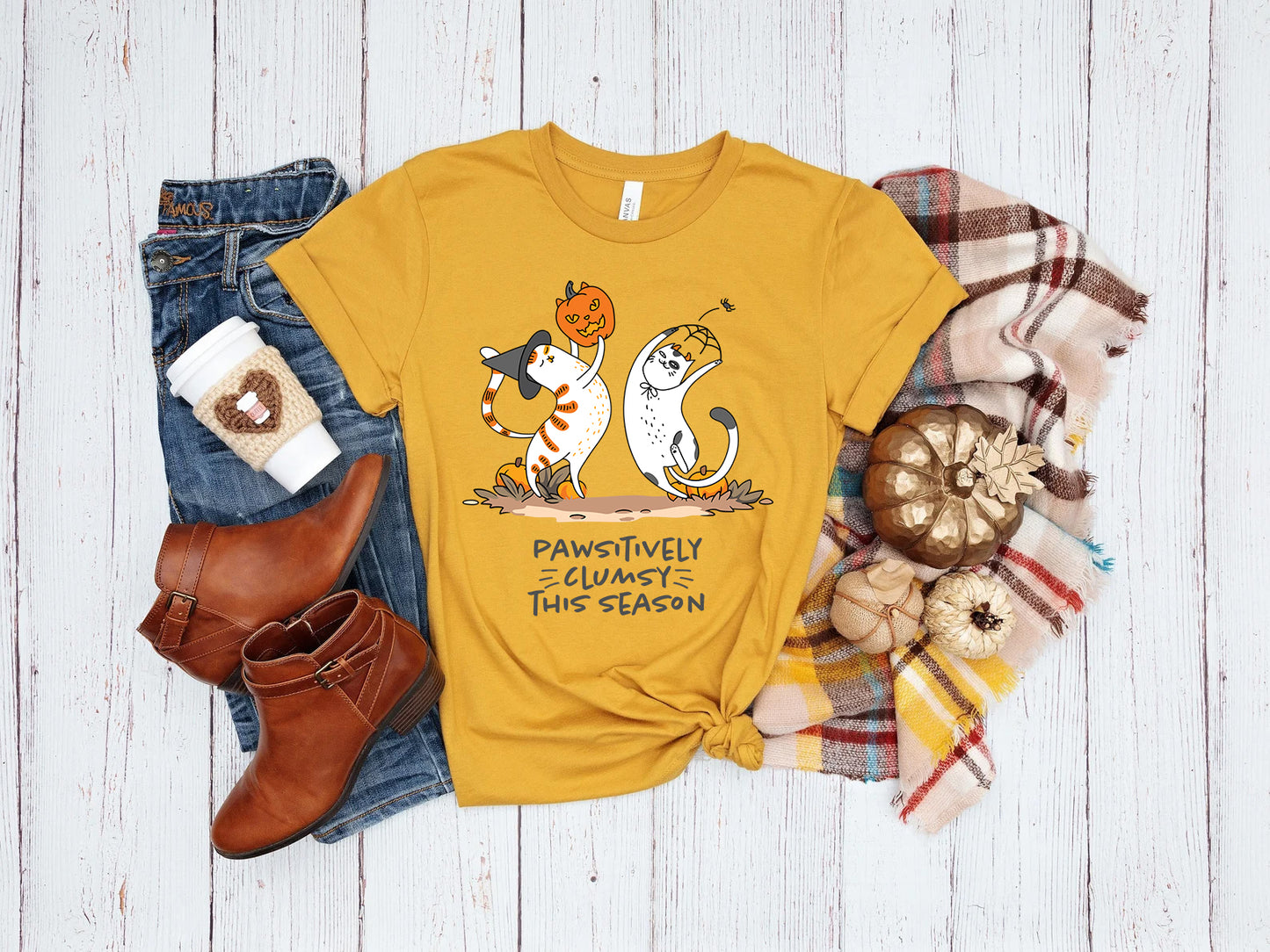 Pawsitively Clumsy This Season – Funny Fall Cat Shirt