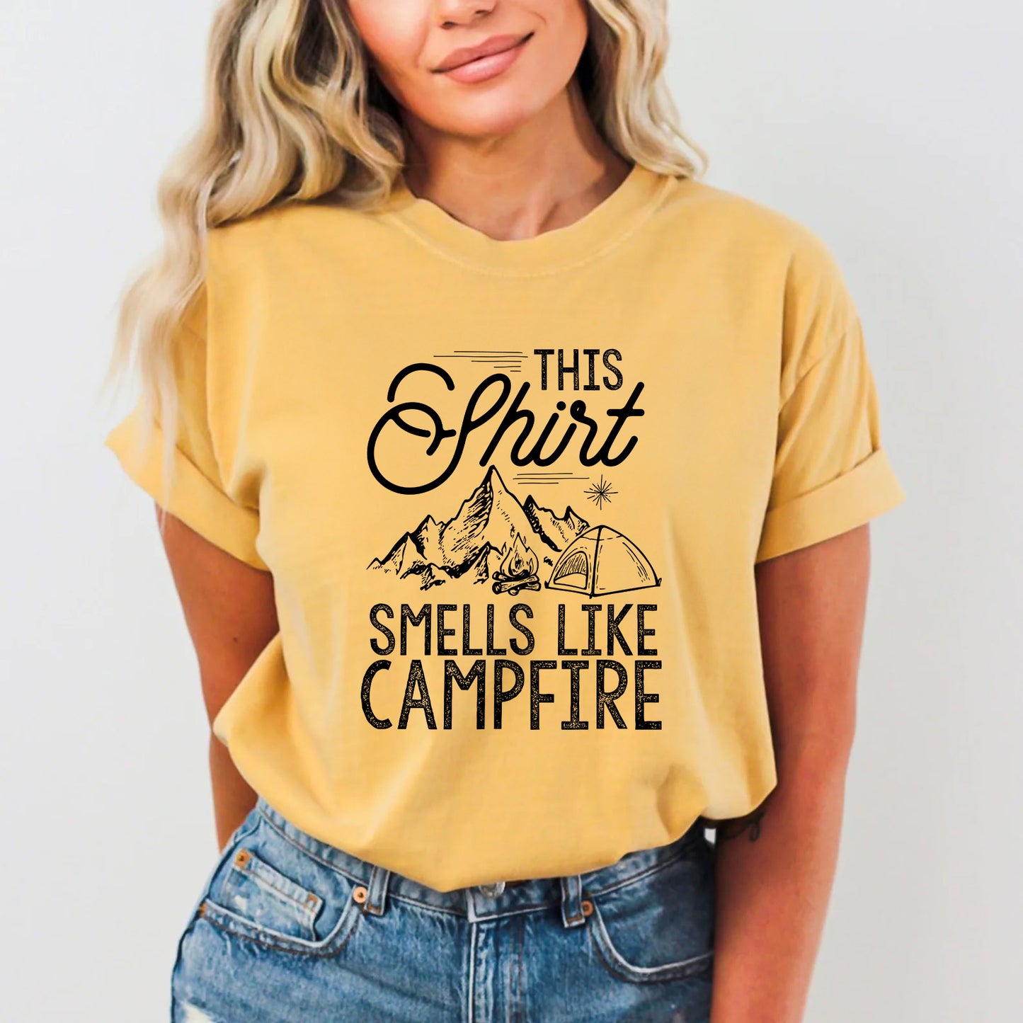 This Shirt Smells Like Campfire | Campfire Vibes T-Shirt | Perfect Camping Gift | Outdoor Lifestyle Clothing | Nature Lover Apparel
