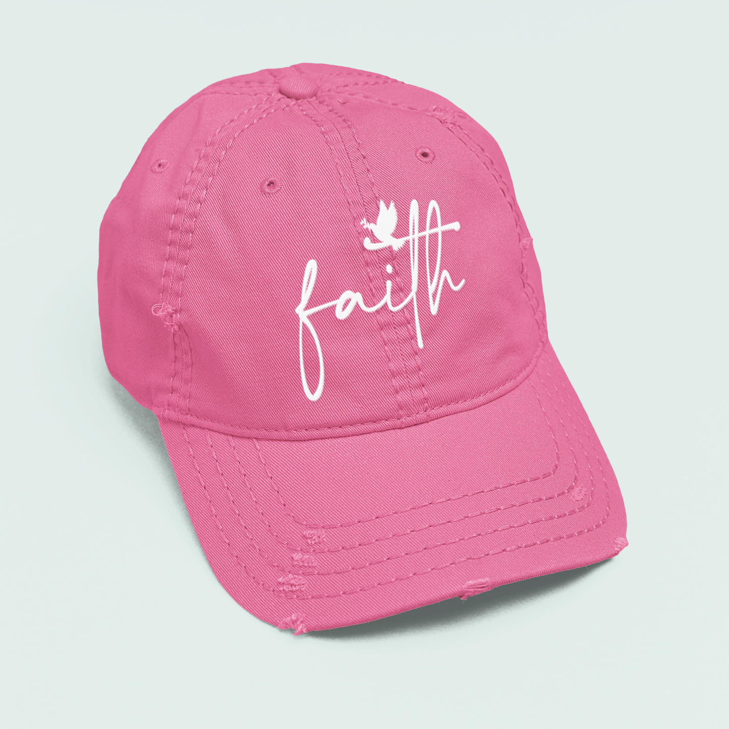 Minimalist 'Faith' Designed Distressed Cap | Christian Gift Idea | A Gentle Reminder of Faith