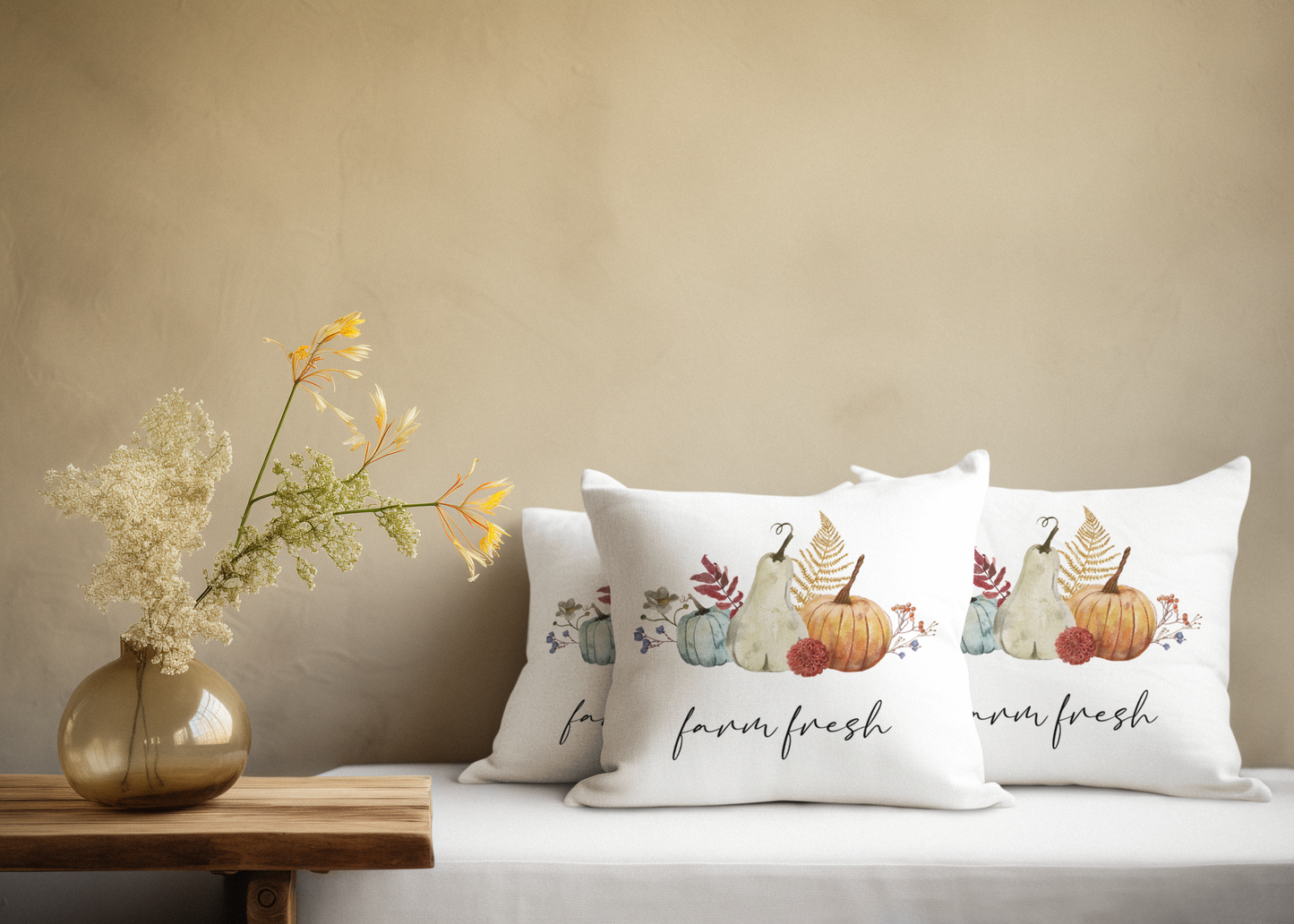 Farm Fresh Fall Pumpkin Pillowcase | Cozy Autumn Decor for Home or Porch