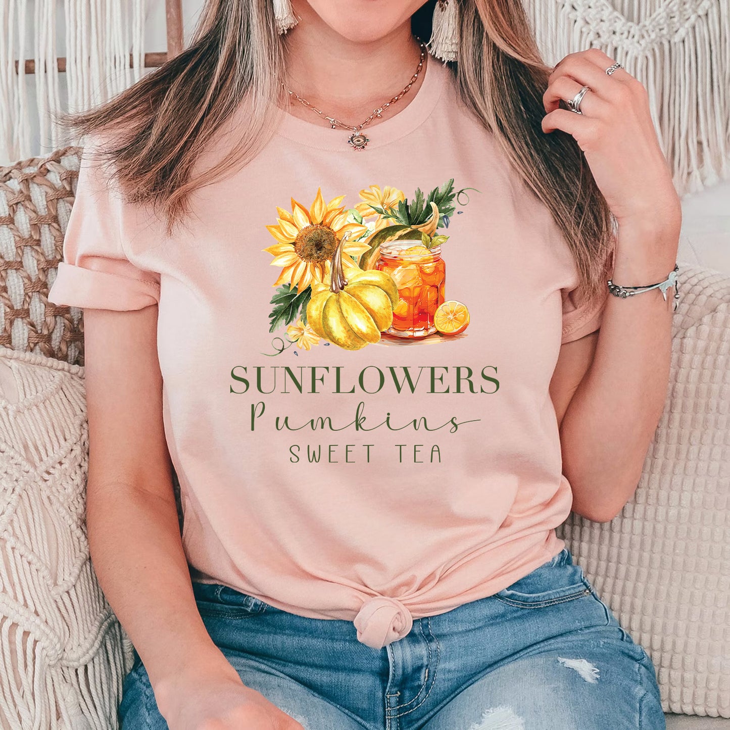 Sunflowers, Pumpkins & Sweet Tea | Fall Graphic Tee | Southern Fall Vibes