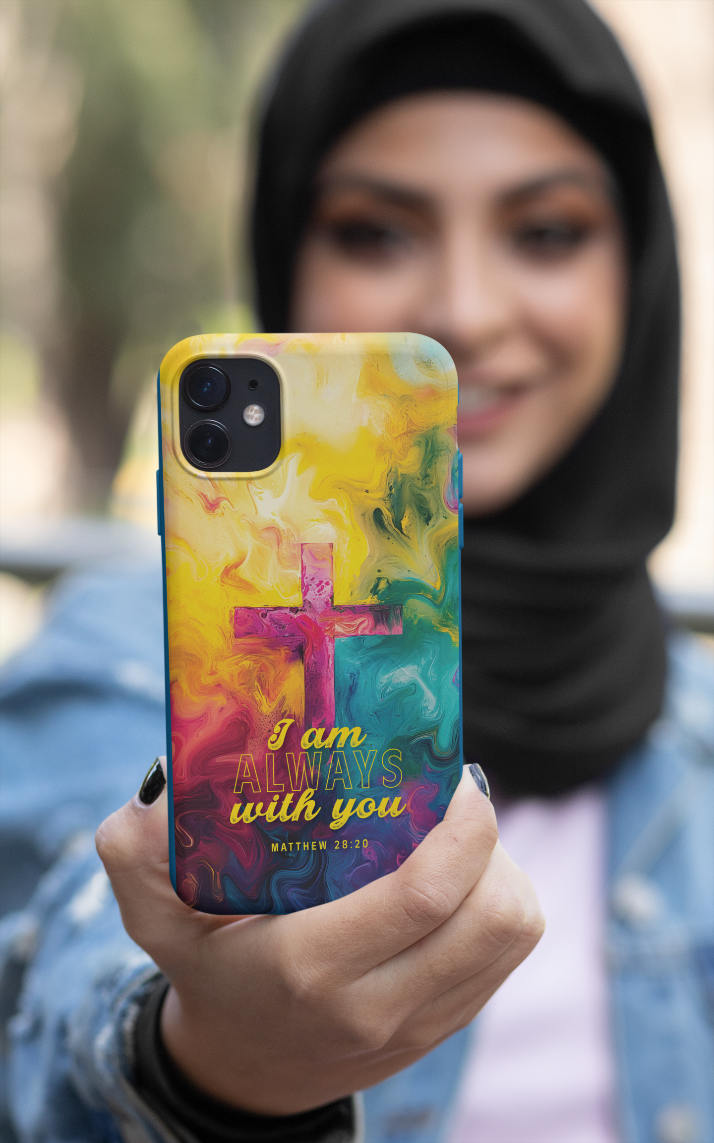 I Am Always With You, Matthew 28:20 Watercolor Cross Flexi Phone Case | Christian Gift | Scripture Art Accessory