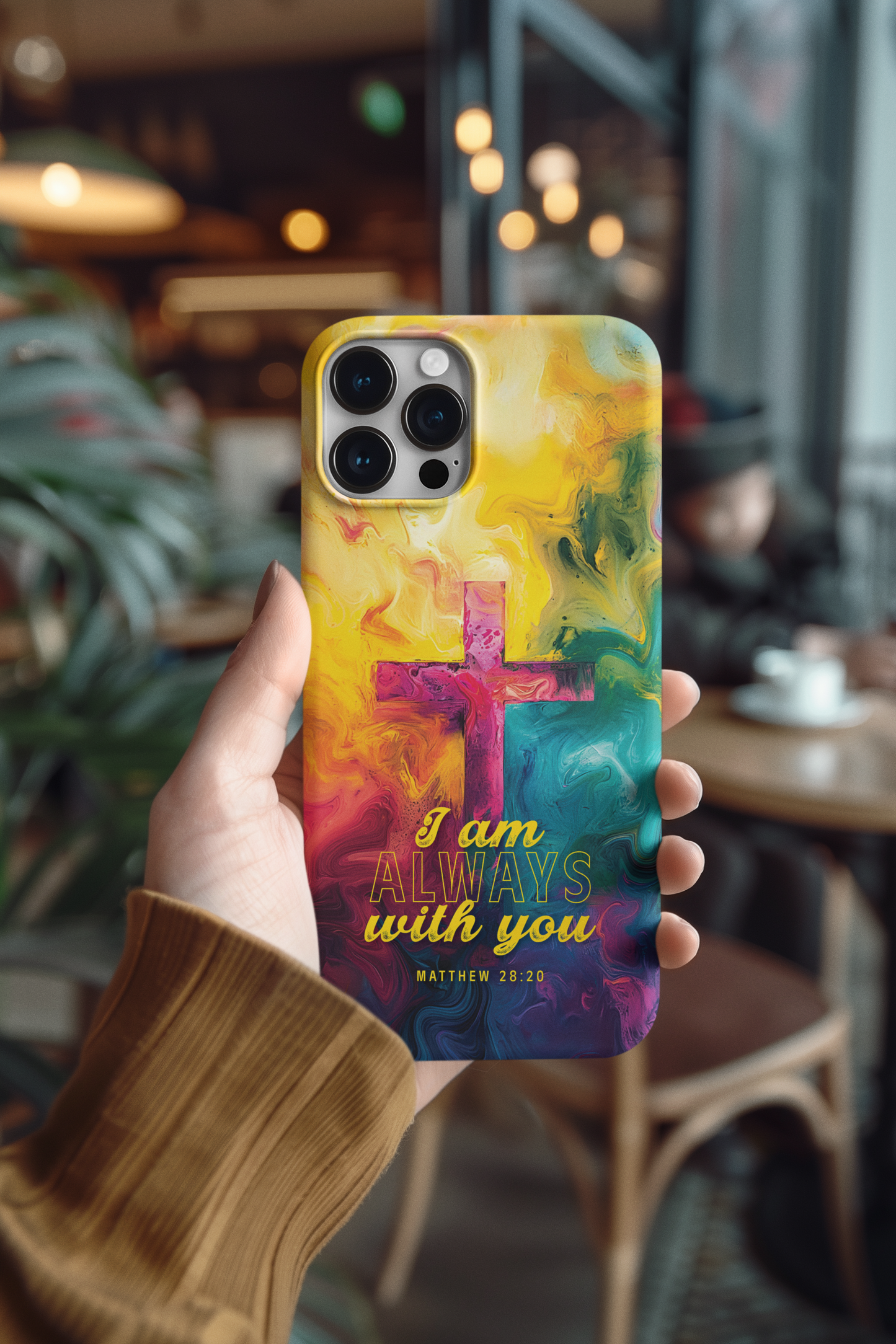 I Am Always With You, Matthew 28:20 Watercolor Cross Flexi Phone Case | Christian Gift | Scripture Art Accessory