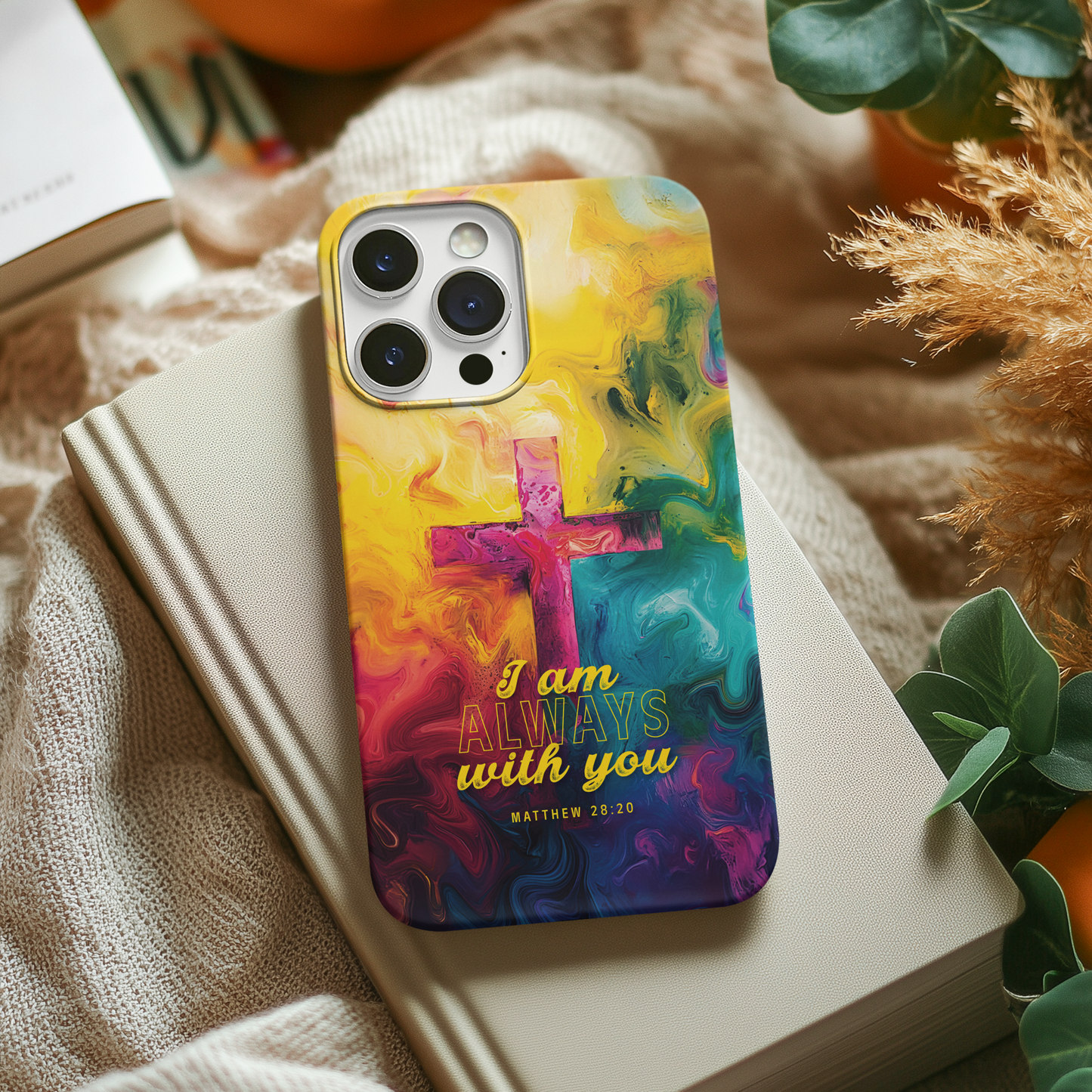 I Am Always With You, Matthew 28:20 Watercolor Cross Flexi Phone Case | Christian Gift | Scripture Art Accessory