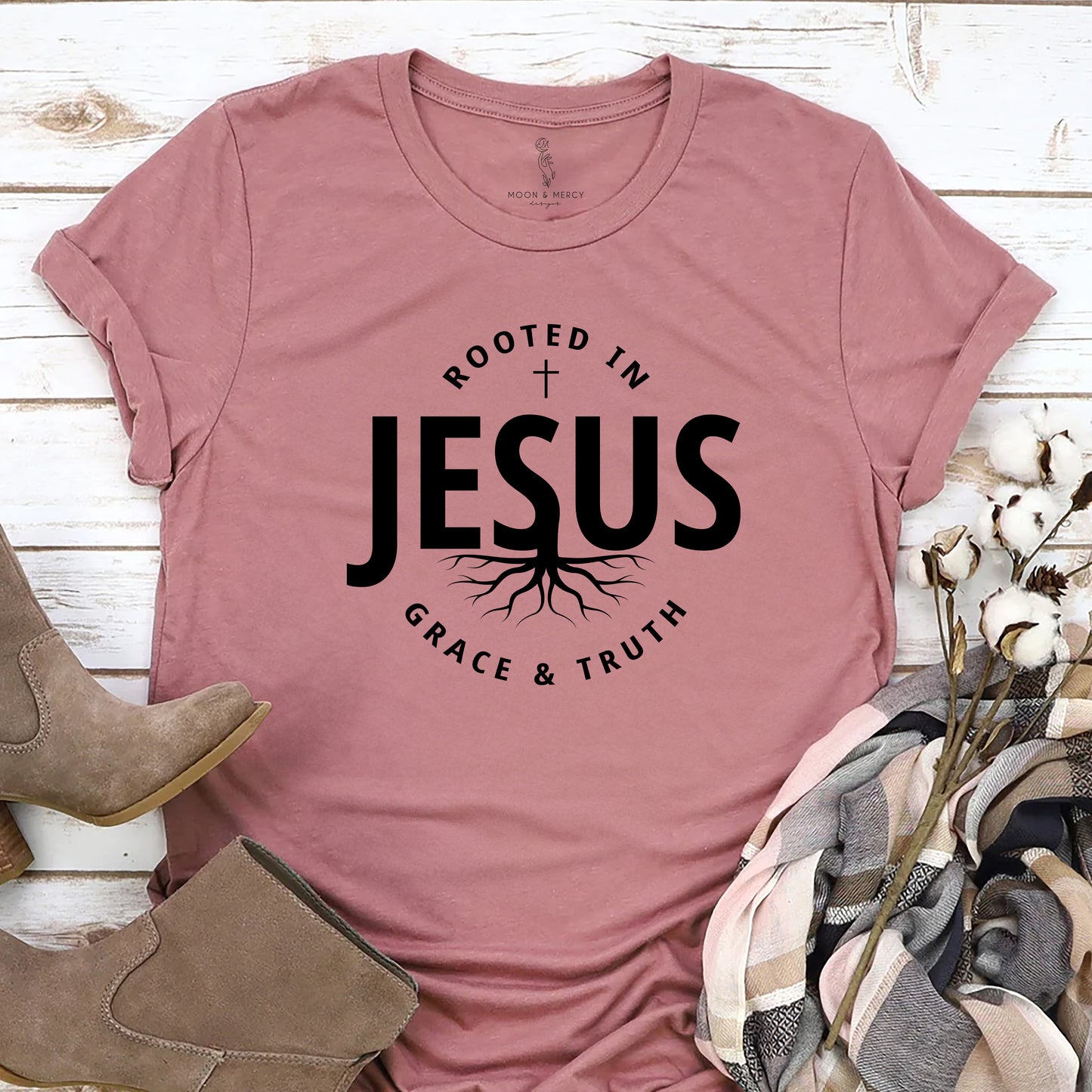 Rooted in Jesus T-Shirt | Faith-Based Apparel for Everyday Believers