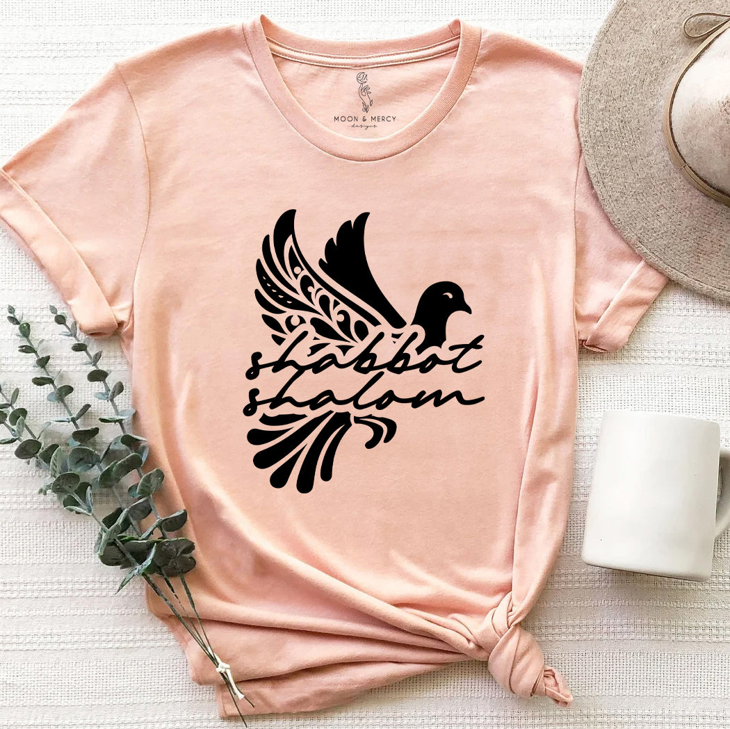 Shabbat Shalom Dove T-Shirt | Peaceful Jewish Sabbath Shirt | Sabbath Apparel