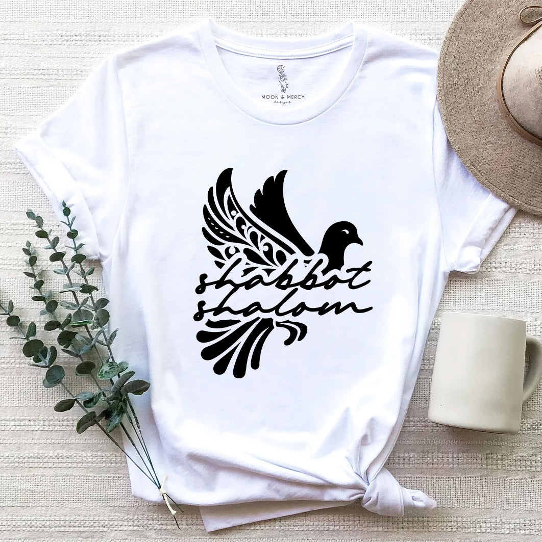 Shabbat Shalom Dove T-Shirt | Peaceful Jewish Sabbath Shirt | Sabbath Apparel