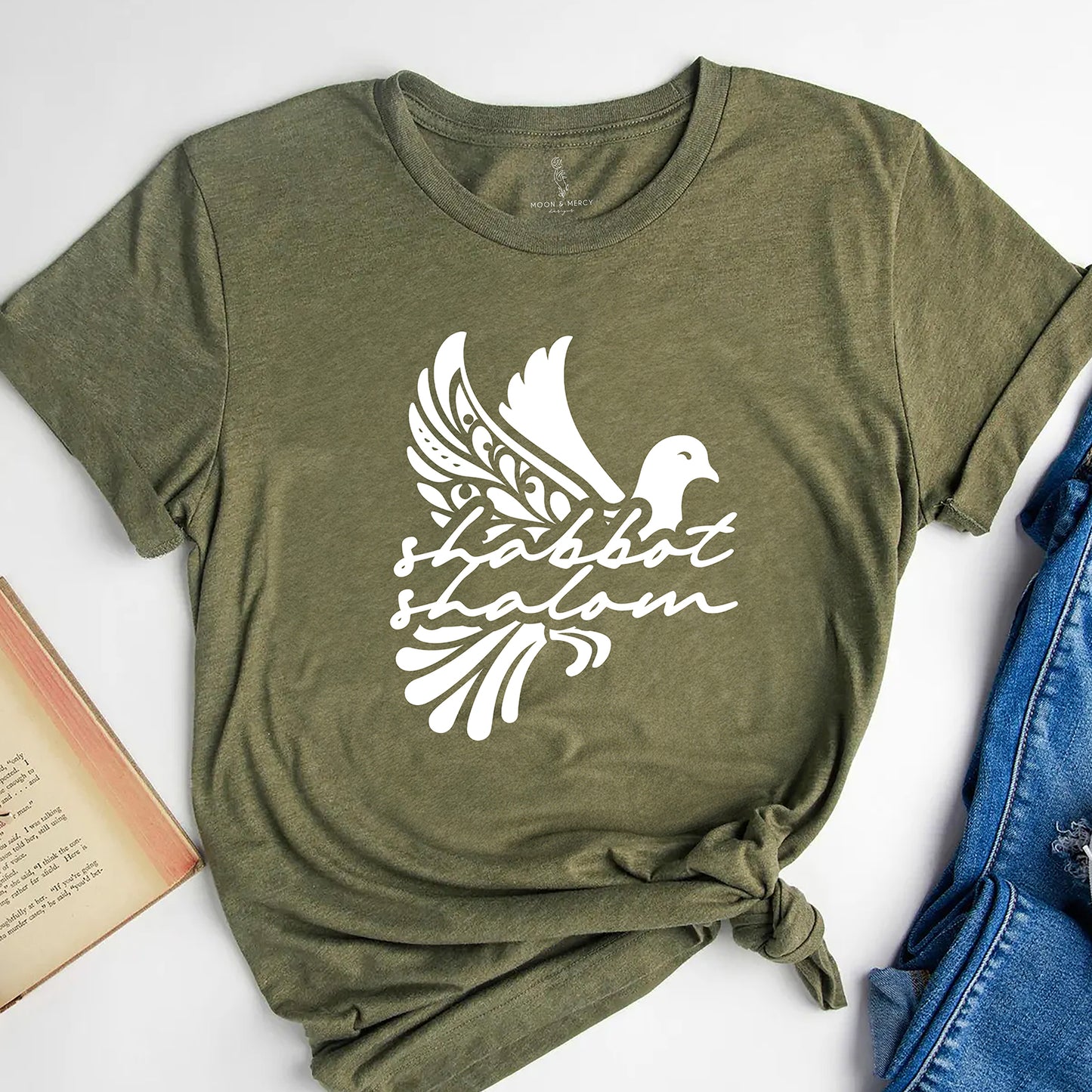 Shabbat Shalom Dove T-Shirt | Peaceful Jewish Sabbath Shirt | Sabbath Apparel