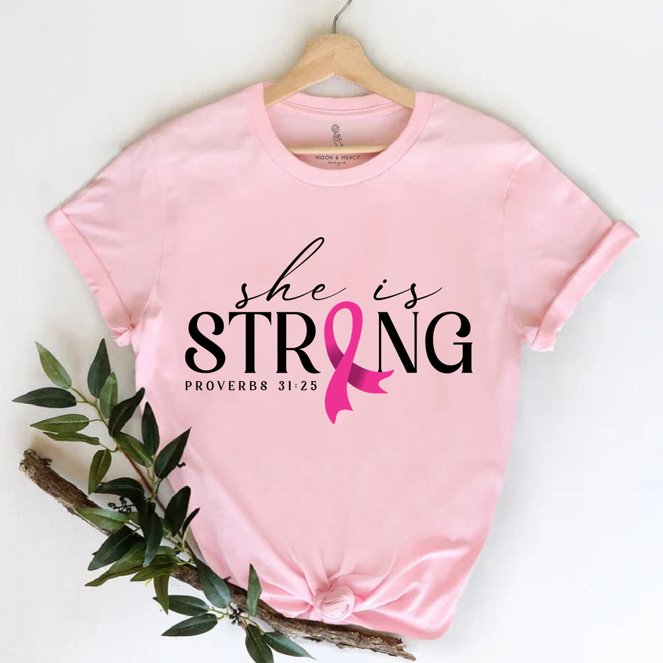 She Is Strong Breast Cancer Awareness Shirt | Inspirational Support Tee