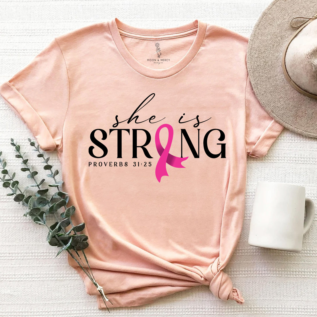 She Is Strong Breast Cancer Awareness Shirt | Inspirational Support Tee