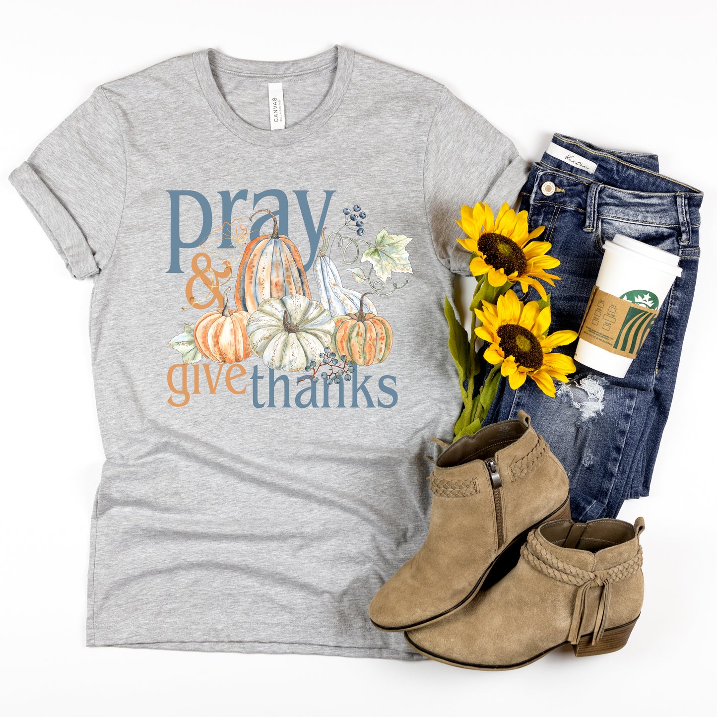 Pray and Give Thanks Fall Shirt | Christian Thanksgiving Shirt
