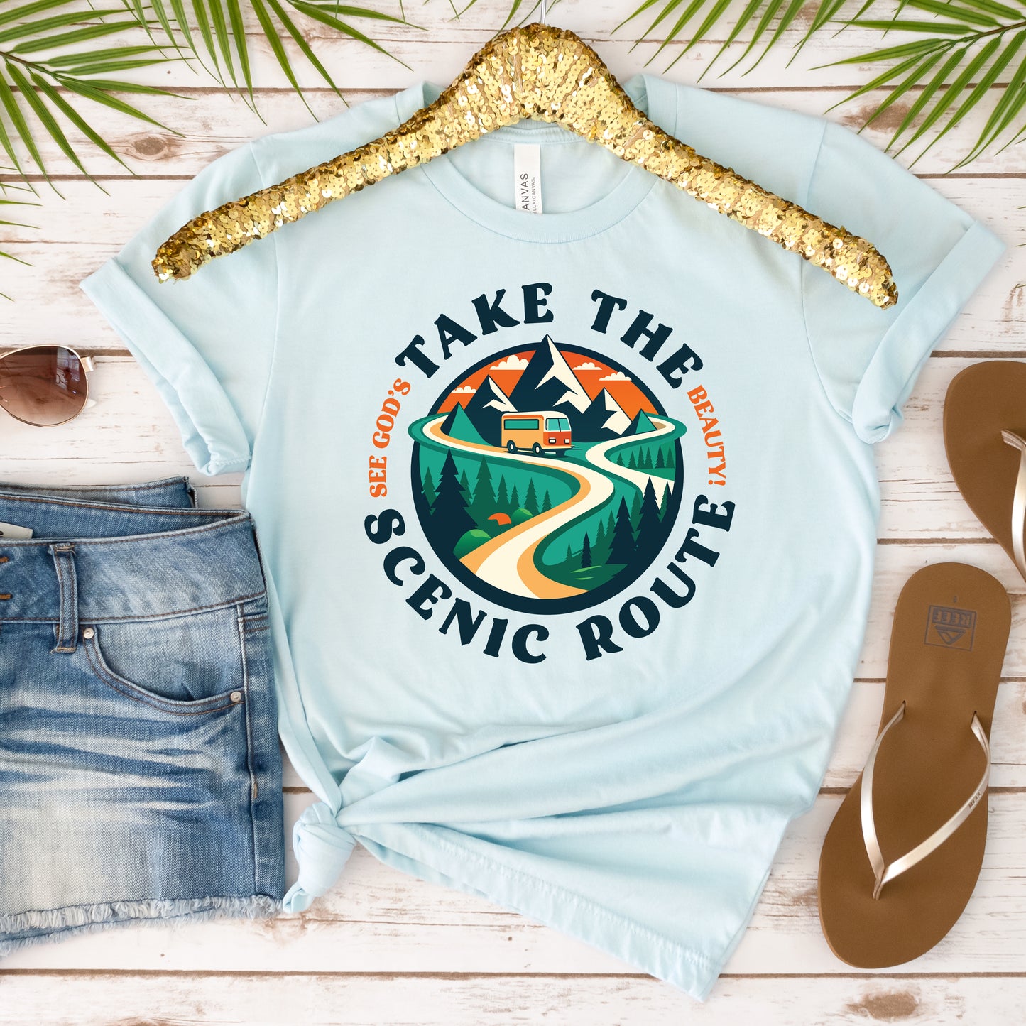 Take the Scenic Route Christian RV Camping Shirt | See God's Beauty | Faith Travel Mountain Adventure Shirt