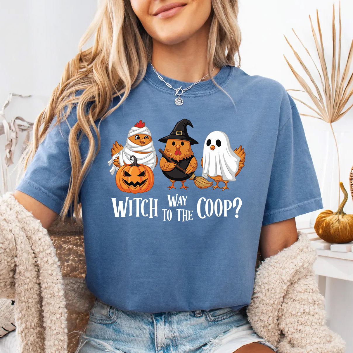 Witch Way to the Coop Funny Halloween Chicken Shirt | Cute Chicken Lover Gift | Spooky Homestead Shirt