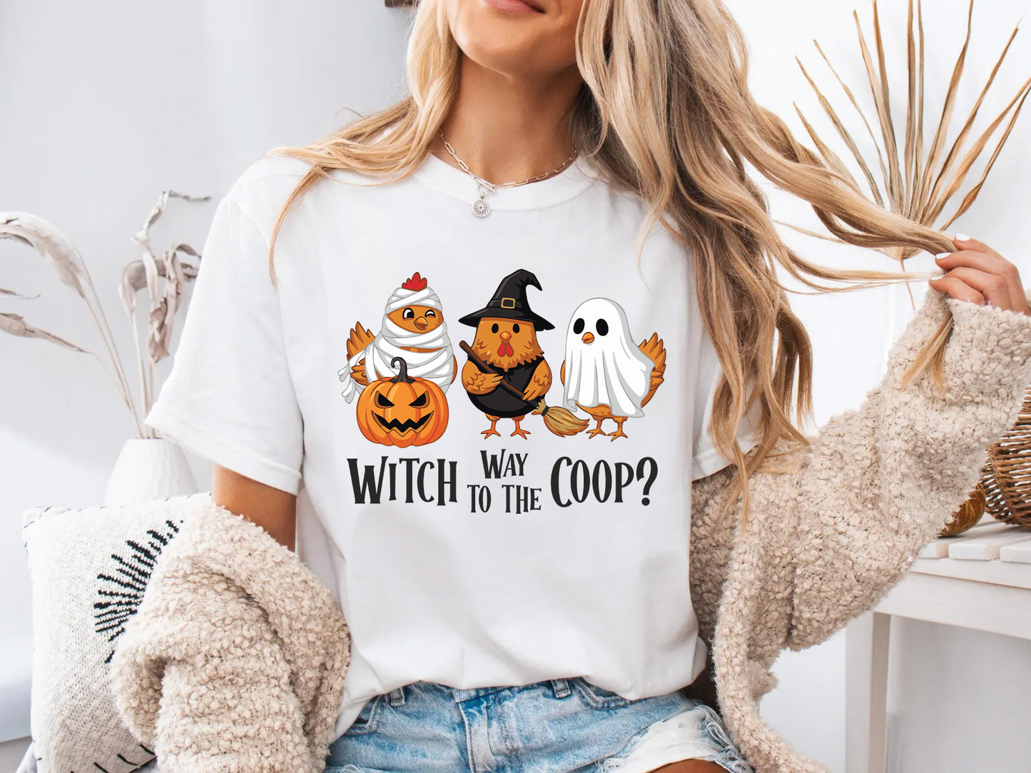 Witch Way to the Coop Funny Halloween Chicken Shirt | Cute Chicken Lover Gift | Spooky Homestead Shirt