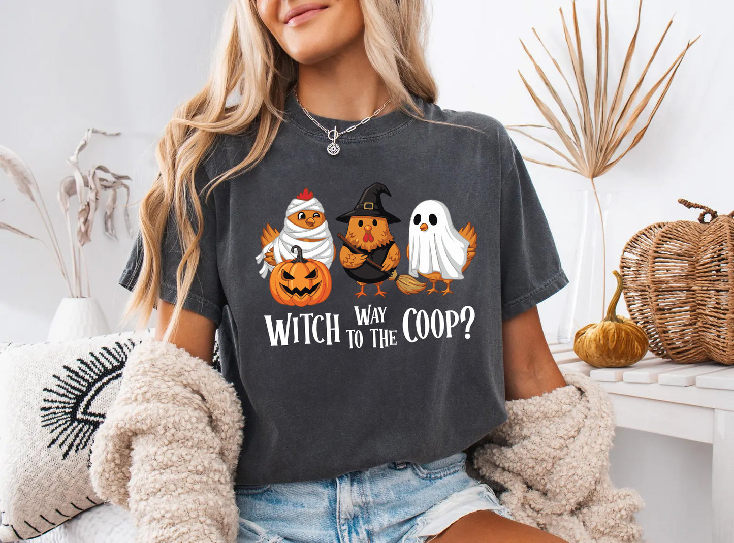 Witch Way to the Coop Funny Halloween Chicken Shirt | Cute Chicken Lover Gift | Spooky Homestead Shirt