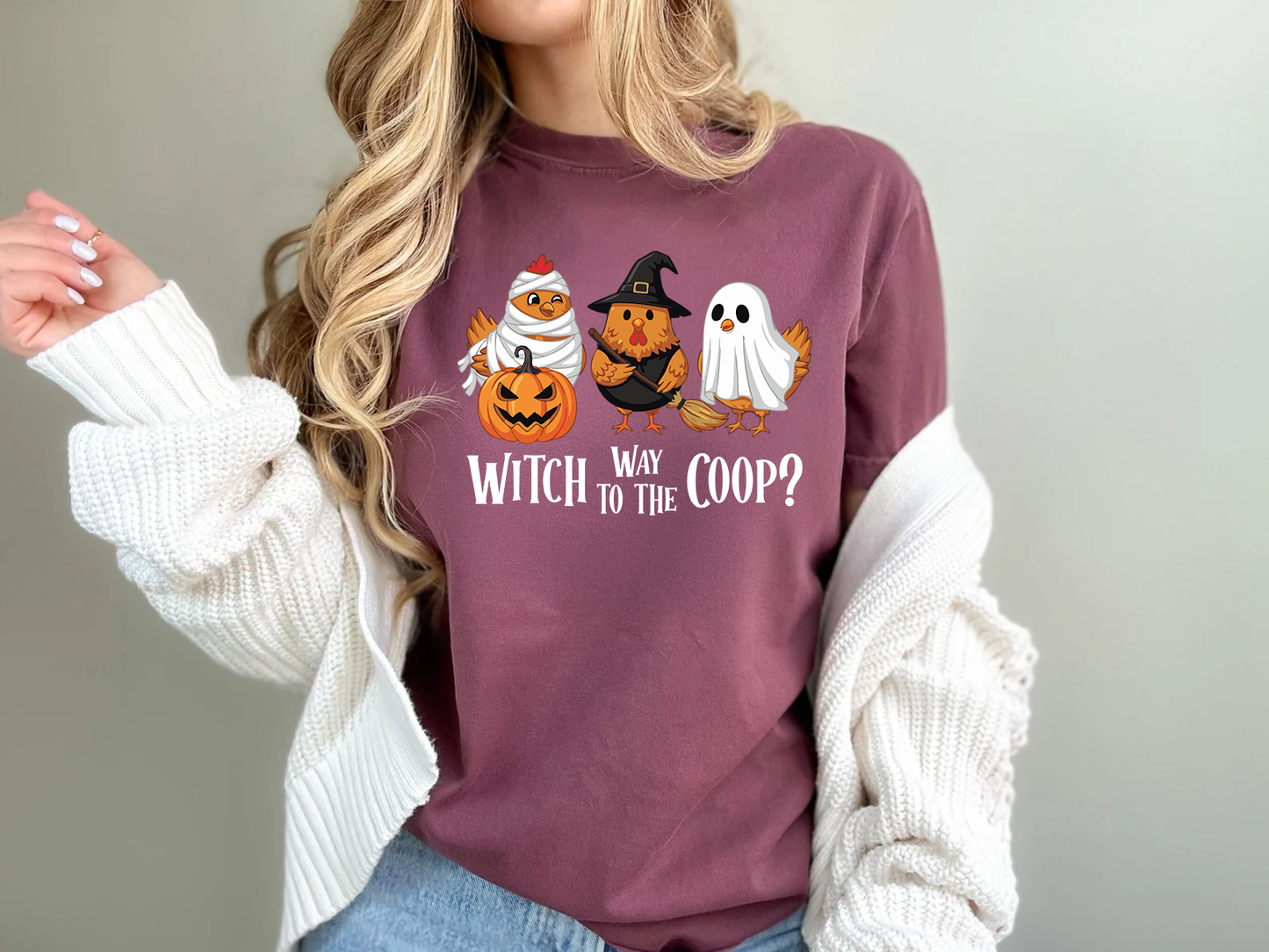 Witch Way to the Coop Funny Halloween Chicken Shirt | Cute Chicken Lover Gift | Spooky Homestead Shirt