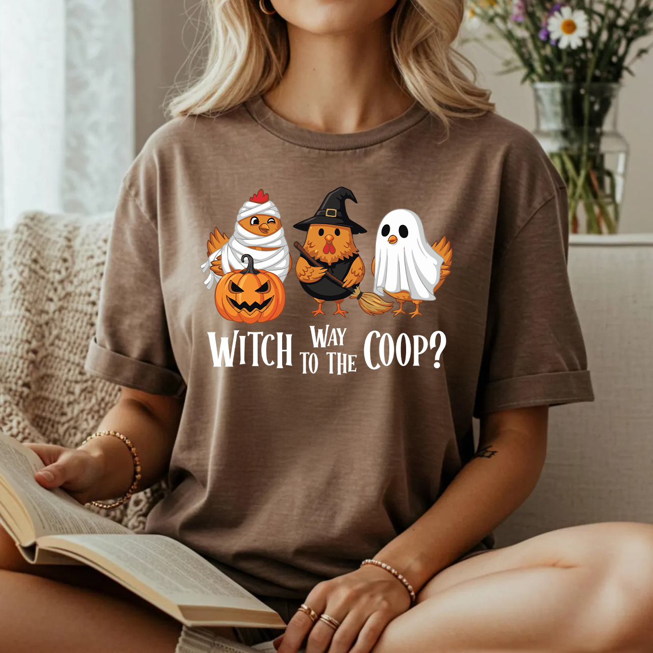 Witch Way to the Coop Funny Halloween Chicken Shirt | Cute Chicken Lover Gift | Spooky Homestead Shirt
