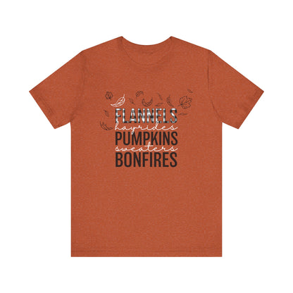 Fall Vibes Graphic Tee | Flannels, Pumpkins & Bonfires