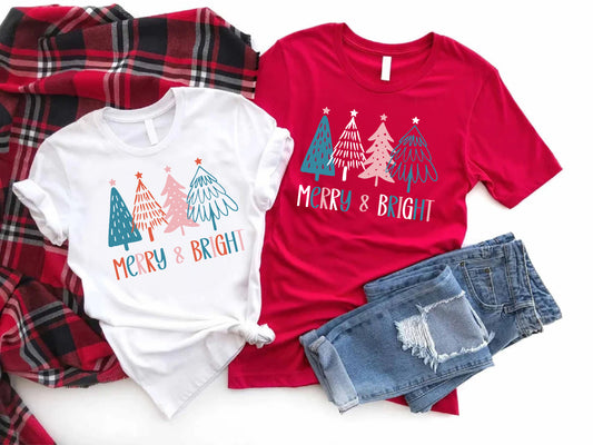 Christmas Tree Merry and Bright Tee | Festive, Cozy, and Full of Cheer!