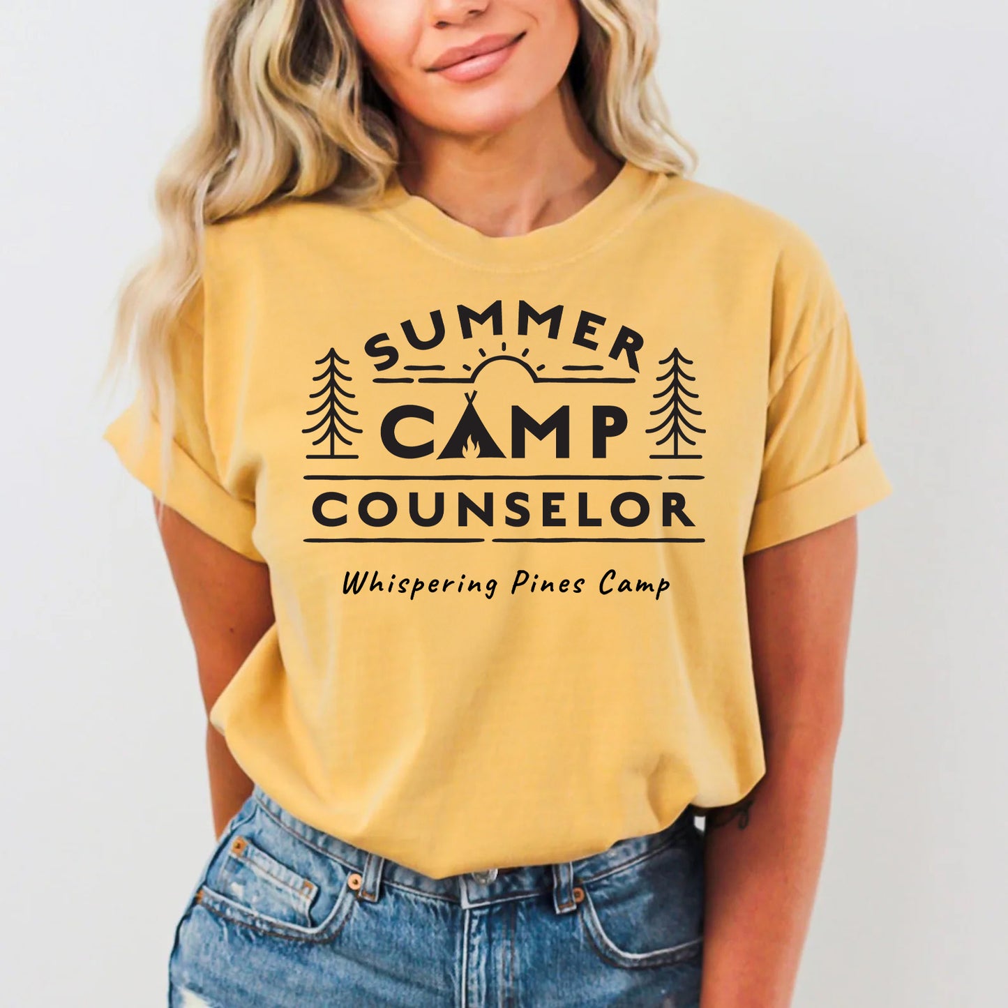 Summer Camp Counselor Customizable T-Shirt | Adventure-Ready Campfire Style!