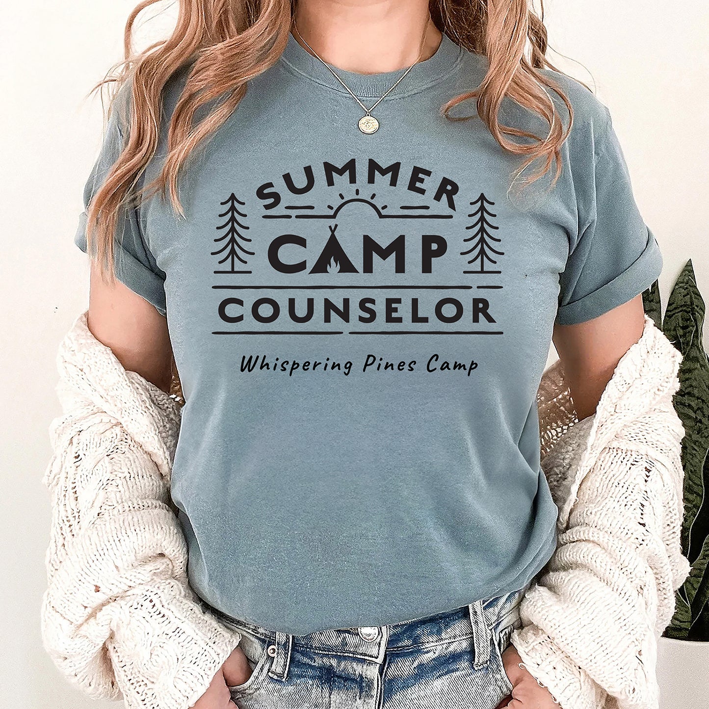 Summer Camp Counselor Customizable T-Shirt | Adventure-Ready Campfire Style!