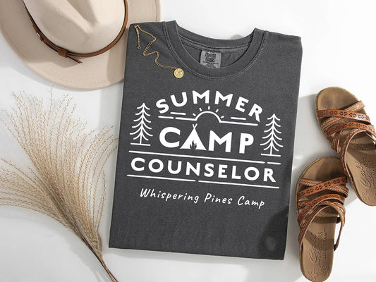Summer Camp Counselor Customizable T-Shirt | Adventure-Ready Campfire Style!