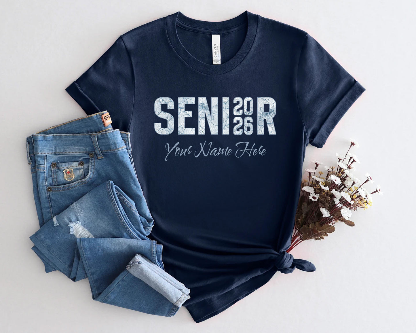 Senior 2026 Floral T-Shirt | Customizable Graduation Tee