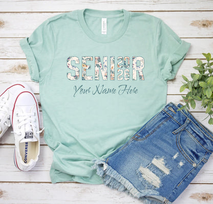 Senior 2026 Floral T-Shirt | Customizable Graduation Tee