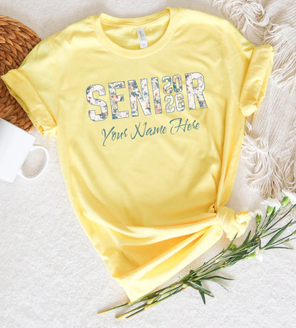 Senior 2026 Floral T-Shirt | Customizable Graduation Tee