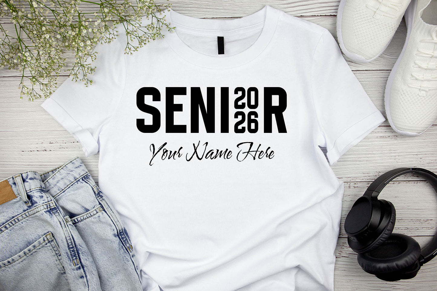 Senior 2026 Floral T-Shirt | Customizable Graduation Tee