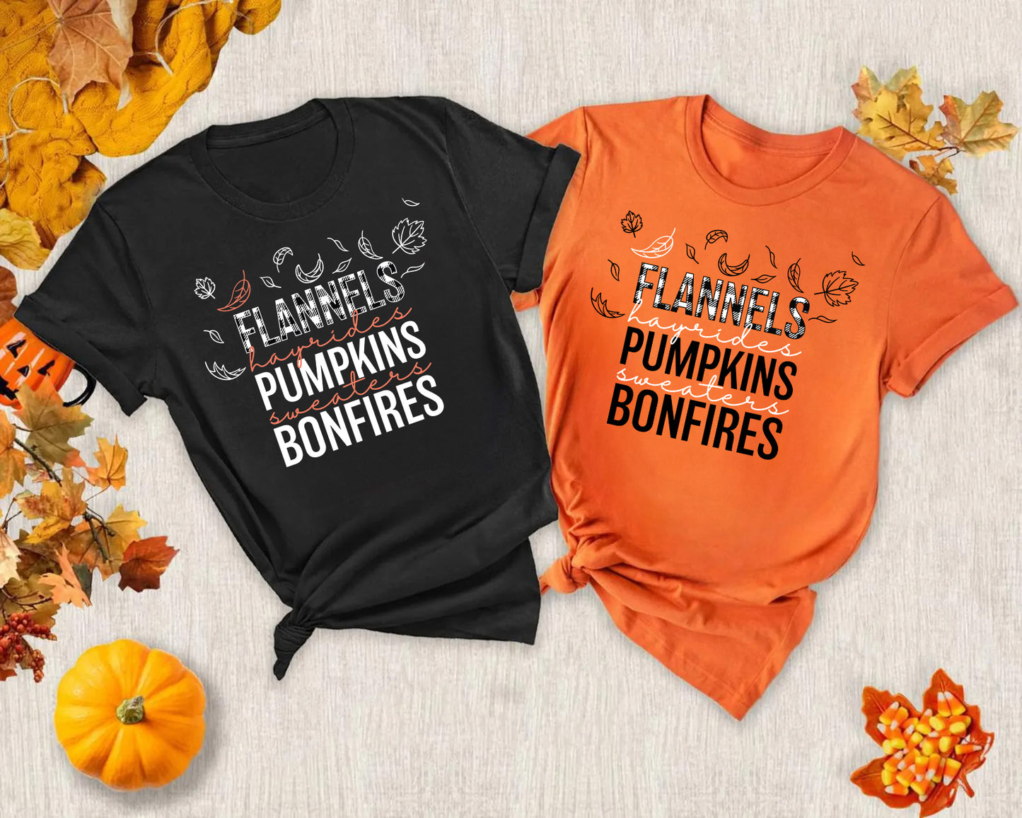 Fall Vibes Graphic Tee | Flannels, Pumpkins & Bonfires