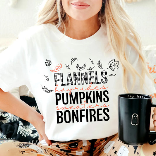 Fall Vibes Graphic Tee | Flannels, Pumpkins & Bonfires