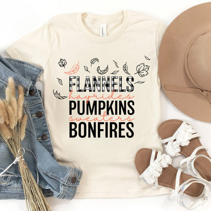 Fall Vibes Graphic Tee | Flannels, Pumpkins & Bonfires