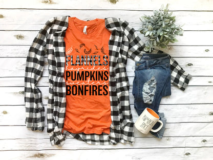Fall Vibes Graphic Tee | Flannels, Pumpkins & Bonfires