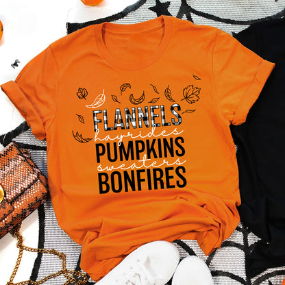 Fall Vibes Graphic Tee | Flannels, Pumpkins & Bonfires