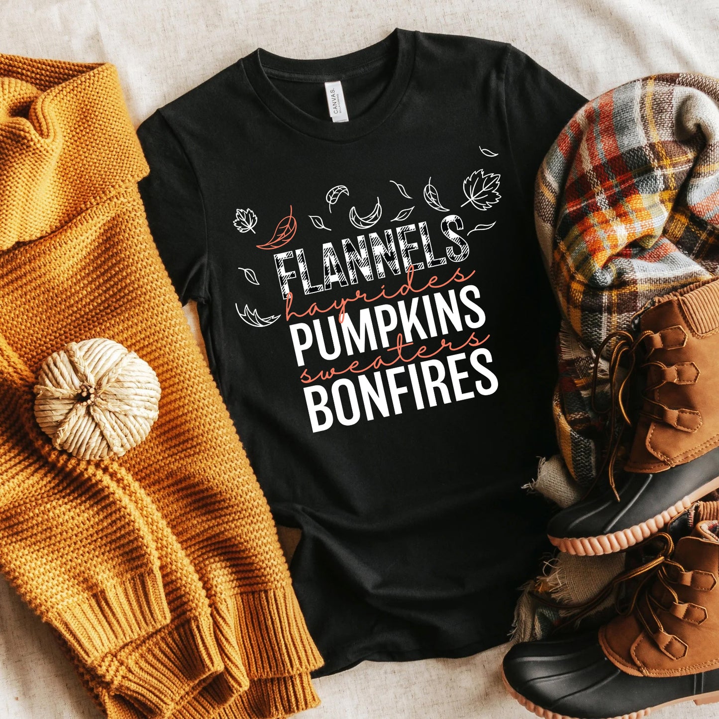 Fall Vibes Graphic Tee | Flannels, Pumpkins & Bonfires