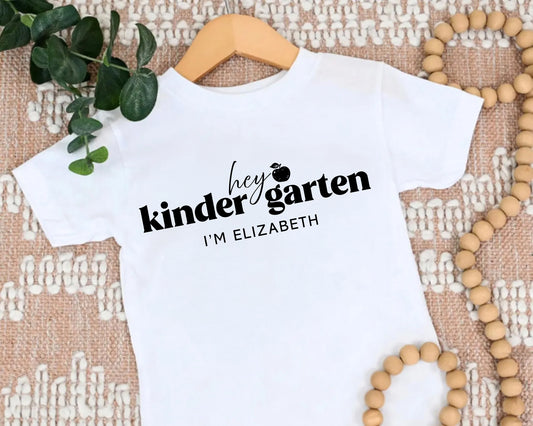 Hey Kindergarten Personalized Kids Back to School Shirt
