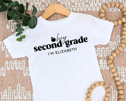 Hey Second Grade Personalized Kids Back to School Shirt