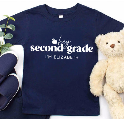 Hey Second Grade Personalized Kids Back to School Shirt